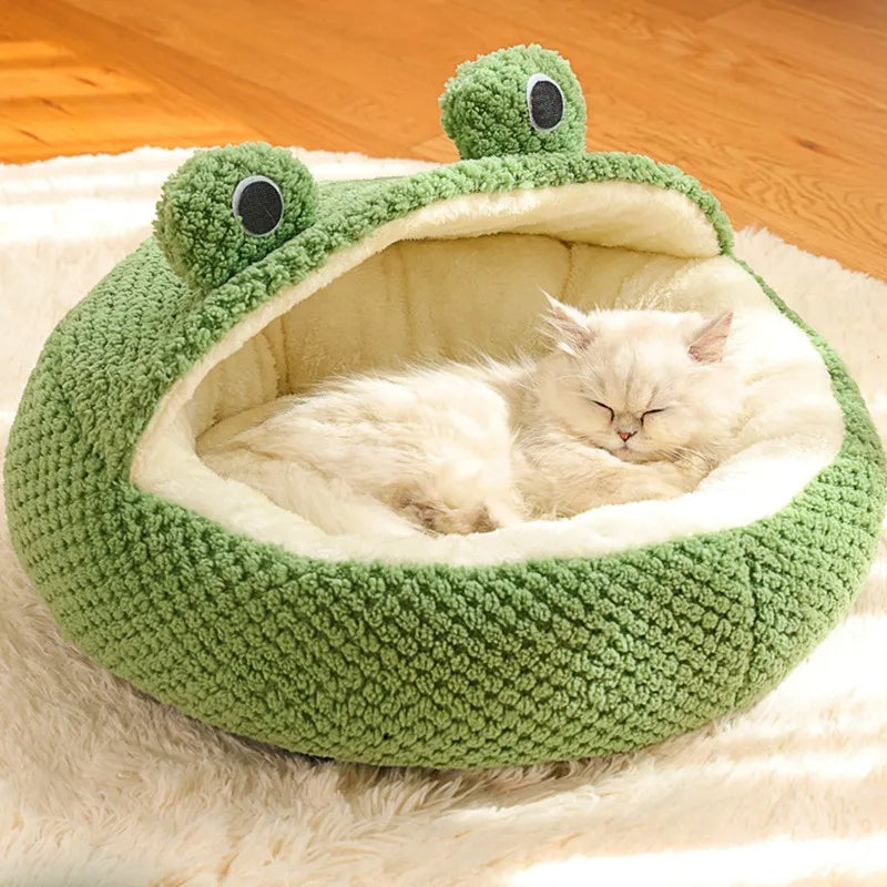 Cute Frog Dog Bed | Soft Plush Warm Pet Sofa