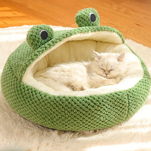 Cute Frog Dog Bed | Soft Plush Warm Pet Sofa