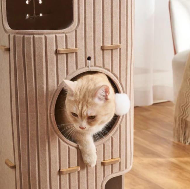 Three-Tier Felt Cat Climbing Tower